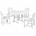 Polywood La Casa Cafe 5-Piece White Dining Set with 4 Arm Chairs 633PWS1321WH